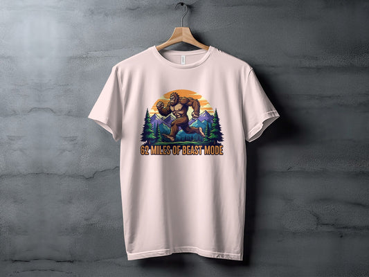 62 Miles of Beast Mode Running Bigfoot Graphic T-Shirt - XS - Sloth & Duck