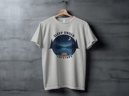 Sleep Under The Stars Camping T-Shirt | Lake Night Sky Outdoor Tee