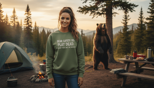 "Bear Safety 101, Play Dead" Sweatshirt - S - Sloth & Duck
