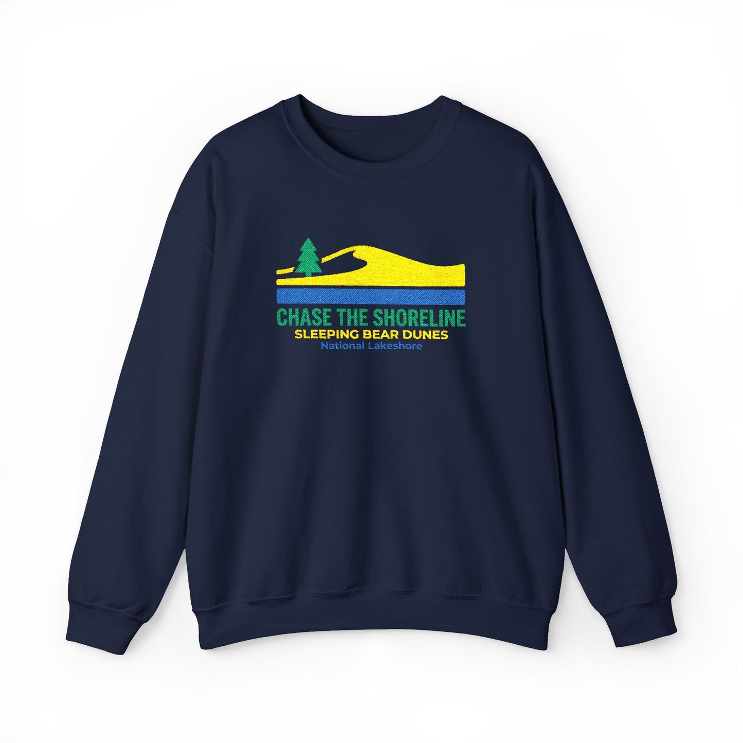 Embroidered Sleeping Bear Dunes - Chase the Shoreline Sweatshirt - S - Sloth & Duck