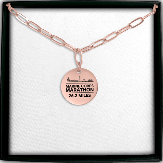 Personalized Marine Corp Marathon Skyline Necklace 26.2 Miles