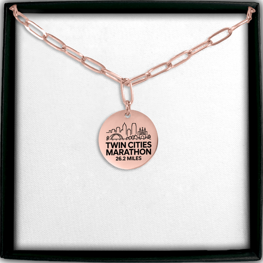 Personalized Twin Cities Marathon Skyline Necklace 26.2 Miles