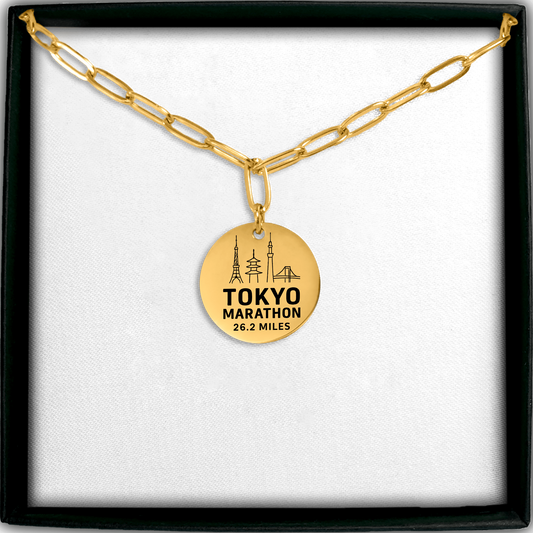 Personalized Tokyo Marathon Skyline Necklace 26.2 Miles