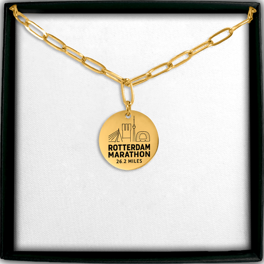 Personalized Rotterdam Marathon Skyline Necklace 26.2 Miles