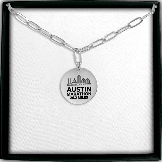 Personalized Austin Marathon Skyline Necklace 26.2 Miles