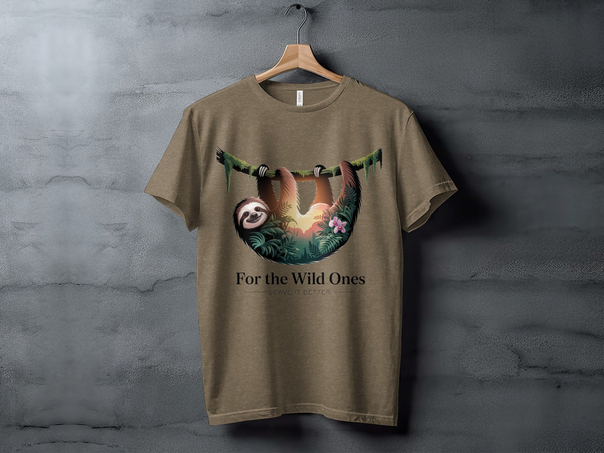 "For The Wild Ones" Sloth T-Shirt, - XS - Sloth & Duck