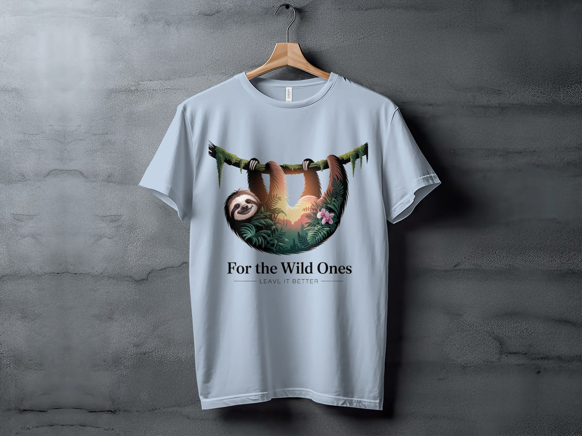 "For The Wild Ones" Sloth T-Shirt, - XS - Sloth & Duck