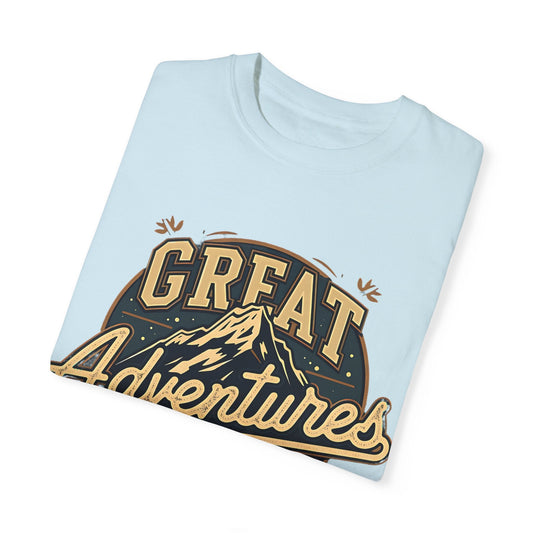"Great Adventures" Mountain Graphic T-Shirt - Chambray - Sloth & Duck