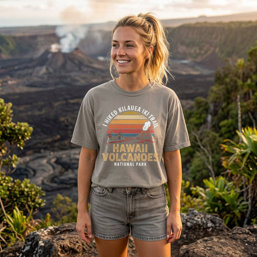 "I Hiked Hawaii Volcanoes National Park" T-Shirt - S - Sloth & Duck