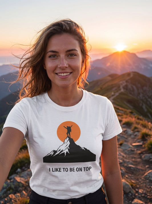 I Like to Be on Top Mountain Climbing T-Shirt - S - Sloth & Duck