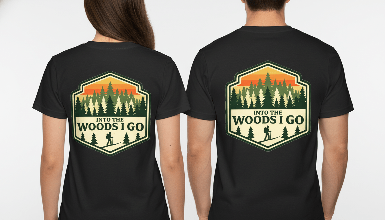 Into the Woods I Go Tee — Premium Vintage Mountain Graphic Shirt - Maroon - Sloth & Duck