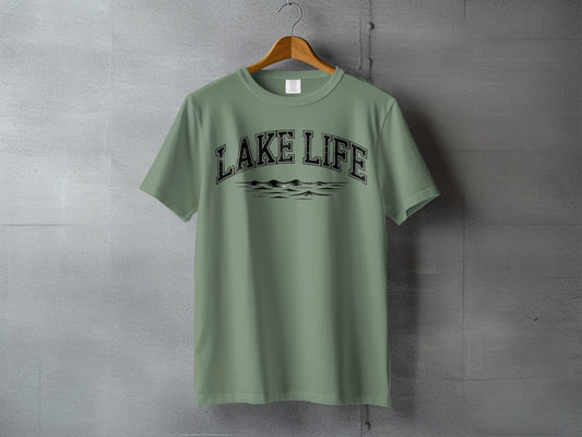 "Lake Life" Wave Graphic T-Shirt - Comfort Colors - S - Sloth & Duck