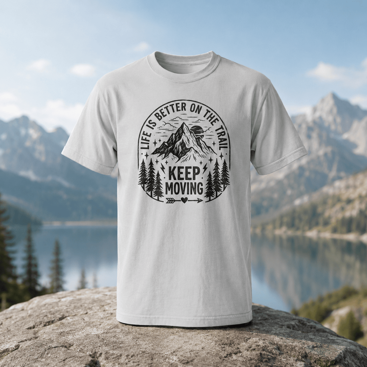 Life Is Better On The Trail Mountain T-Shirt - S - Sloth & Duck
