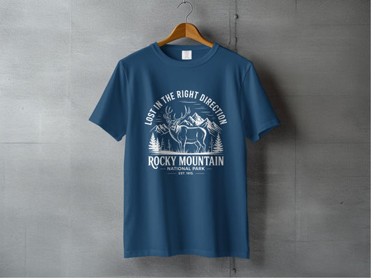 "Lost in the Right Direction" Rocky Mountain National Park T-Shirt - S - Sloth & Duck