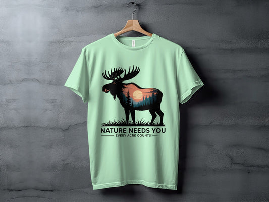 "Nature Needs You" Moose T-Shirt, - XS - Sloth & Duck