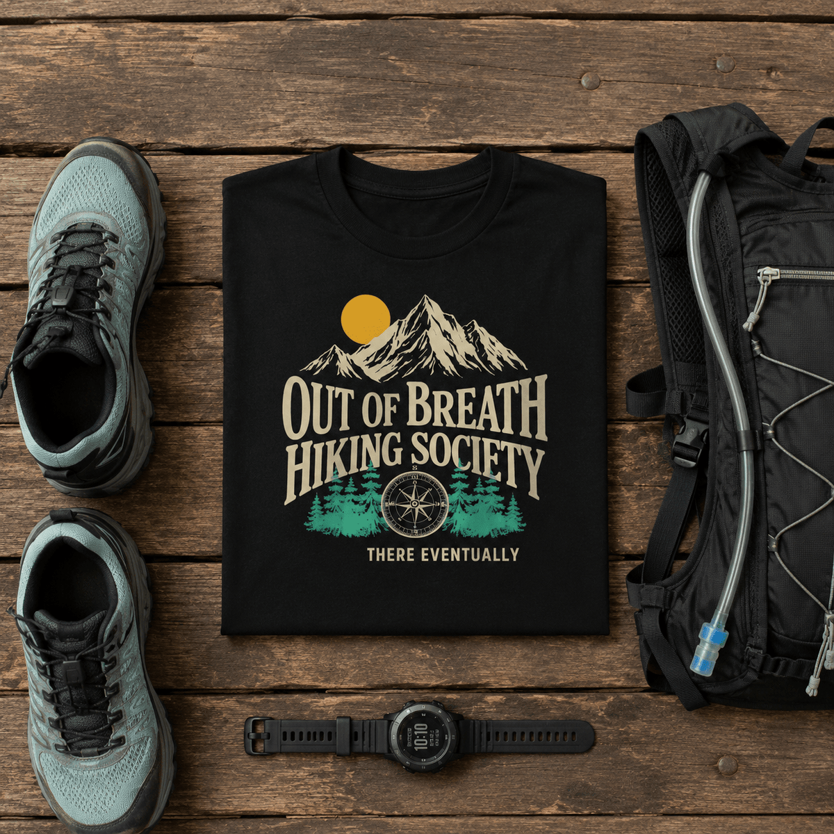 Out of Breath Hiking Society Graphic T-Shirt - S - Sloth & Duck