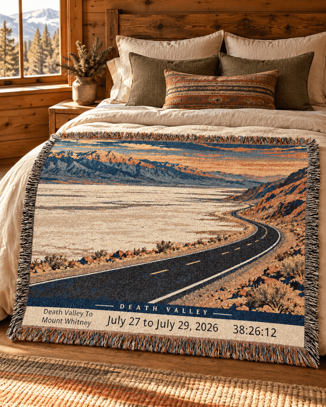 Personalized 135 Mile Finisher Blanket Death Valley to Mount Whitney -Artwork - Sloth & Duck