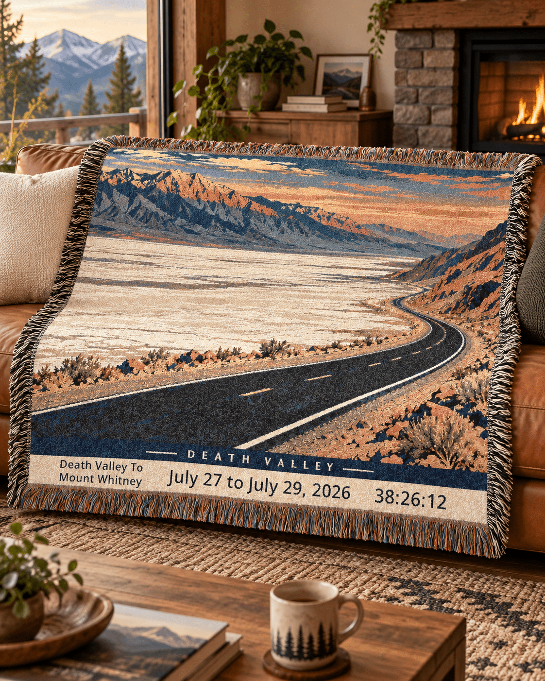 Personalized 135 Mile Finisher Blanket Death Valley to Mount Whitney -Artwork - Sloth & Duck