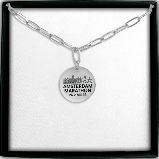 Personalized Amsterdam Marathon Skyline Necklace 26.2 Miles - Without back engraving - Sloth & Duck