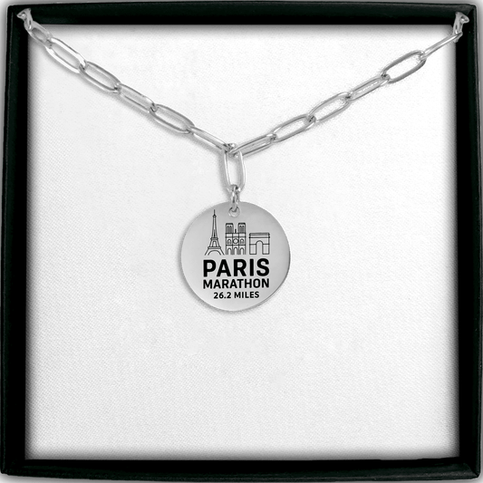 Personalized Paris Marathon Skyline Necklace 26.2 Miles - Without back engraving - Sloth & Duck