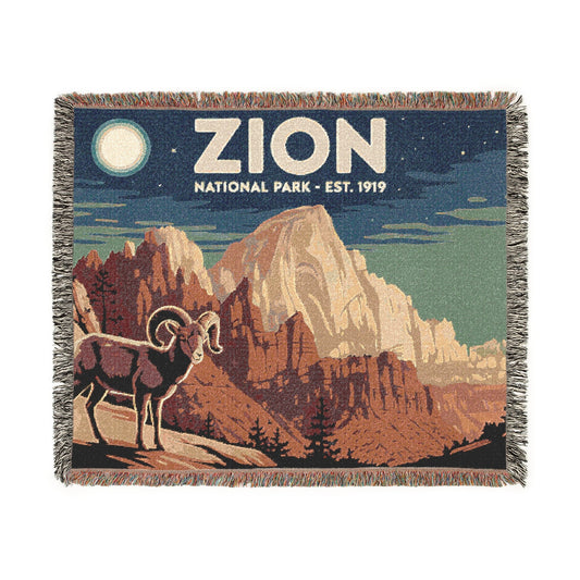 Personalized "Zion National Park" Woven Blanket - Artwork - Sloth & Duck