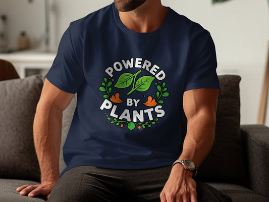 "Powered by Plants" Vegan T-Shirt - T-Shirt Dark - Sloth & Duck