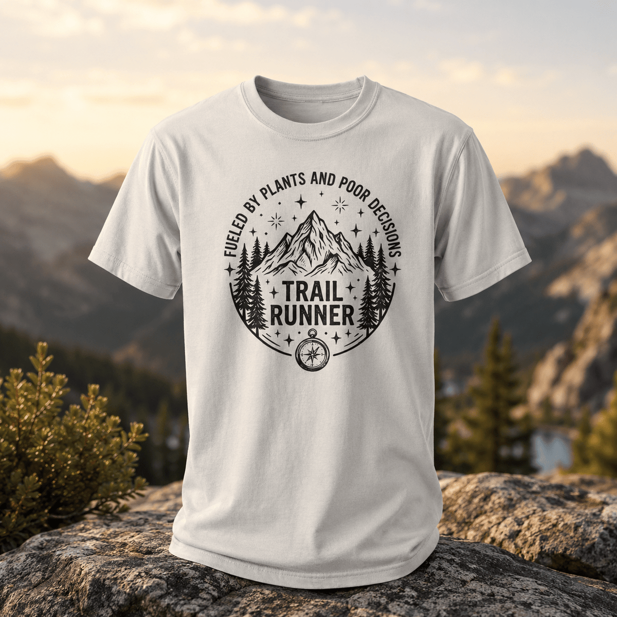 Trail Runner Fueled By Plants Mountain T-Shirt - S - Sloth & Duck