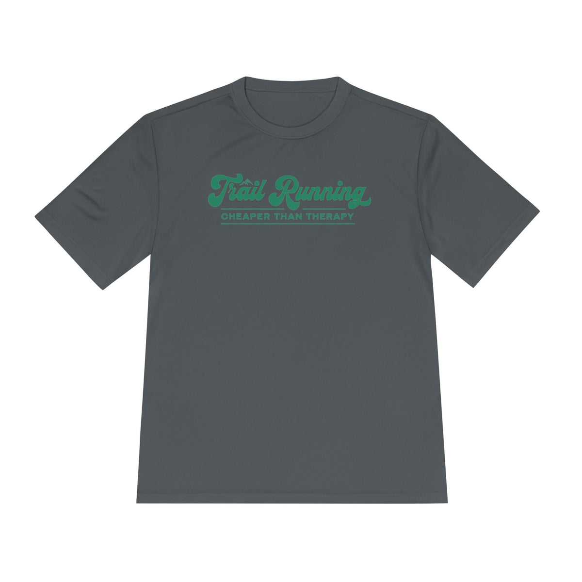 Trail Running Cheaper Than Therapy Performance T-Shirt -Iron Grey - Sloth & Duck