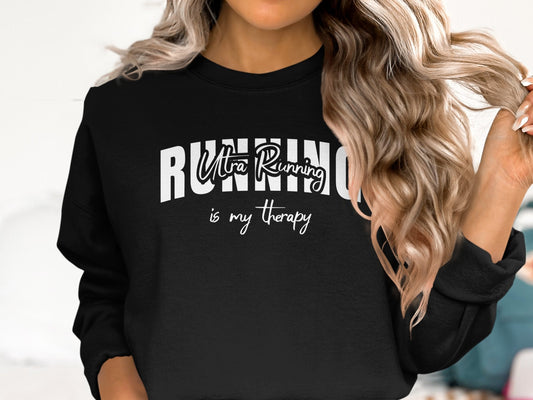 "Ultra Running is My Therapy" Sweatshirt - Black - Sloth & Duck