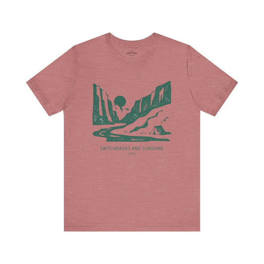 Zion National Park T-Shirt | Switchbacks & Sunshine Adventure Tee - S - Sloth & Duck