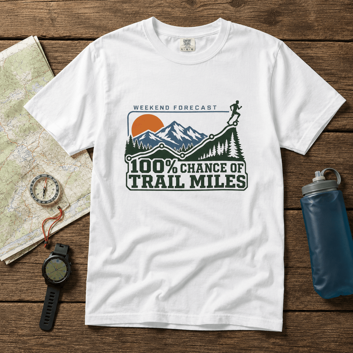 100% Chance of Trail Miles Men's T-Shirt -White - Sloth & Duck