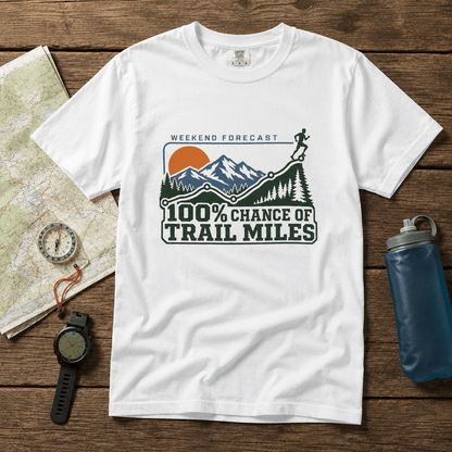 100% Chance of Trail Miles Men's T-Shirt -White - Sloth & Duck