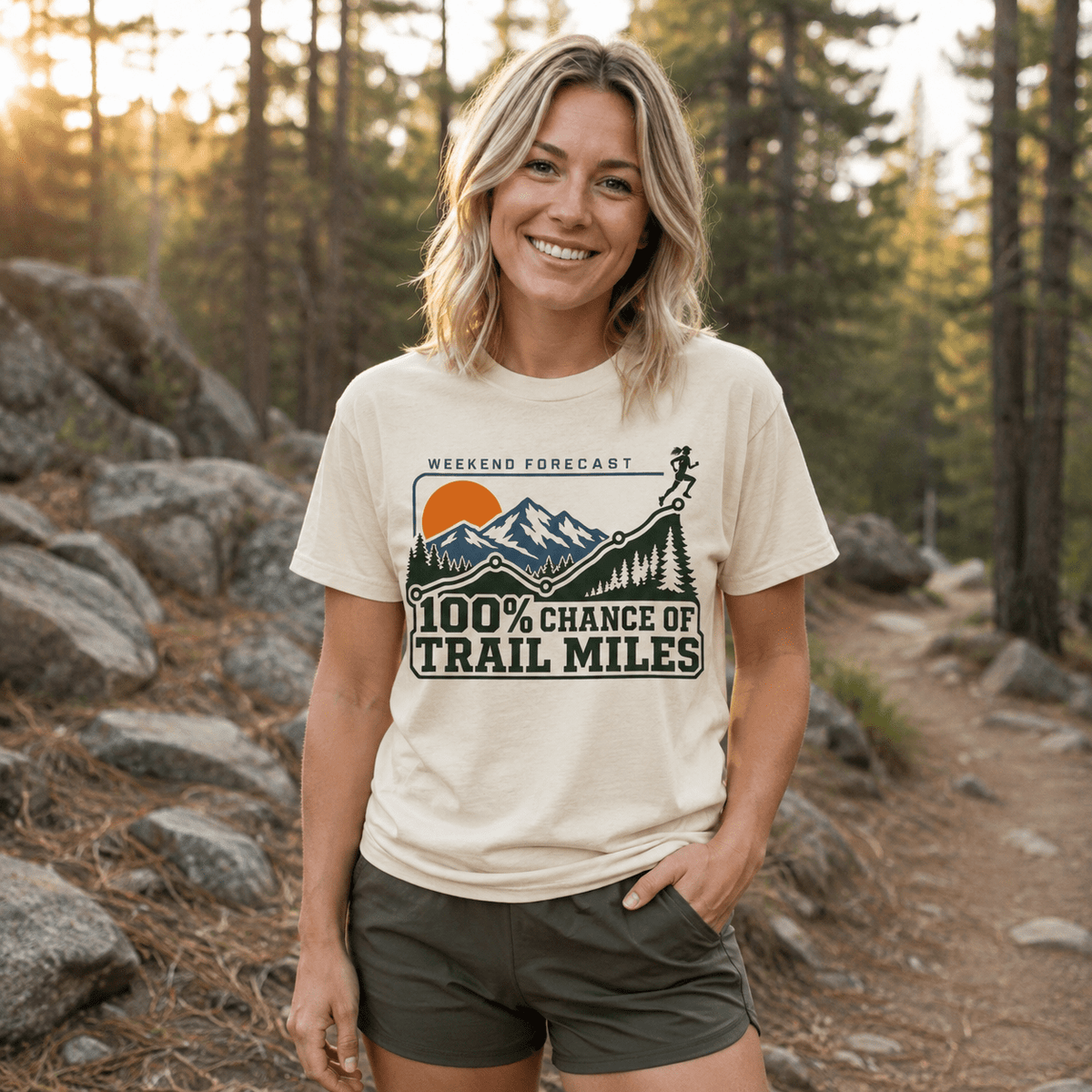 100% Chance of Trail Miles Women's T-Shirt -White - Sloth & Duck