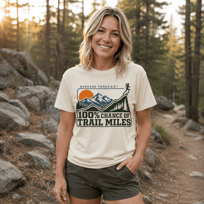 100% Chance of Trail Miles Women's T-Shirt -White - Sloth & Duck