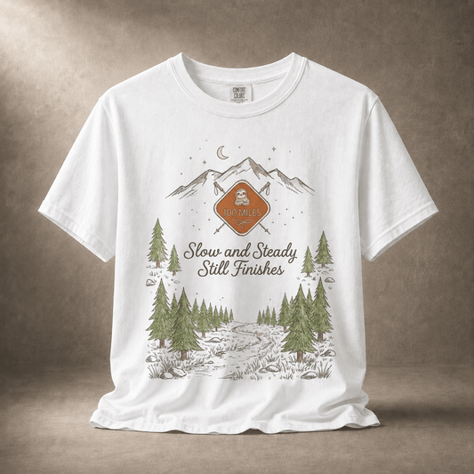 100 Mile Slow and Steady Still Finishes Trail T-Shirt -Butter - Sloth & Duck