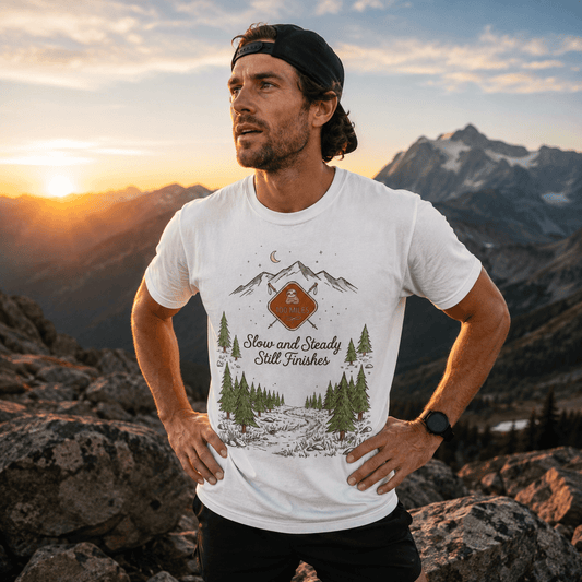 100 Mile Slow and Steady Still Finishes Trail T-Shirt -Butter - Sloth & Duck