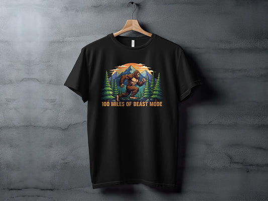 100 Miles Of Beast Mode Running Bigfoot T-Shirt - XS - Sloth & Duck