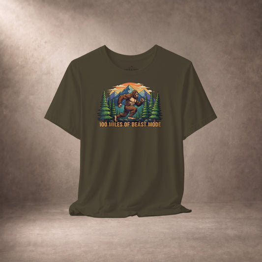 100 Miles Of Beast Mode Running Bigfoot T-Shirt -XS - Sloth & Duck