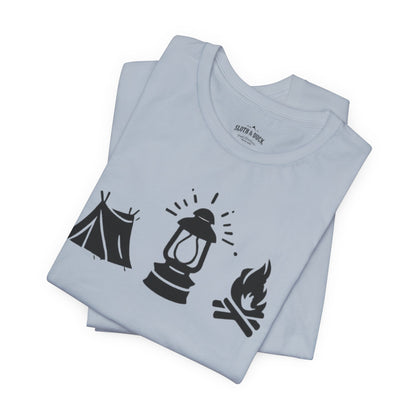 "Tent. Lantern. Campfire." Graphic T-Shirt