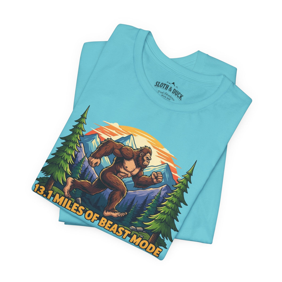 13.1 Miles of Beast Mode Running T-Shirt - Turquoise - Sloth & Duck