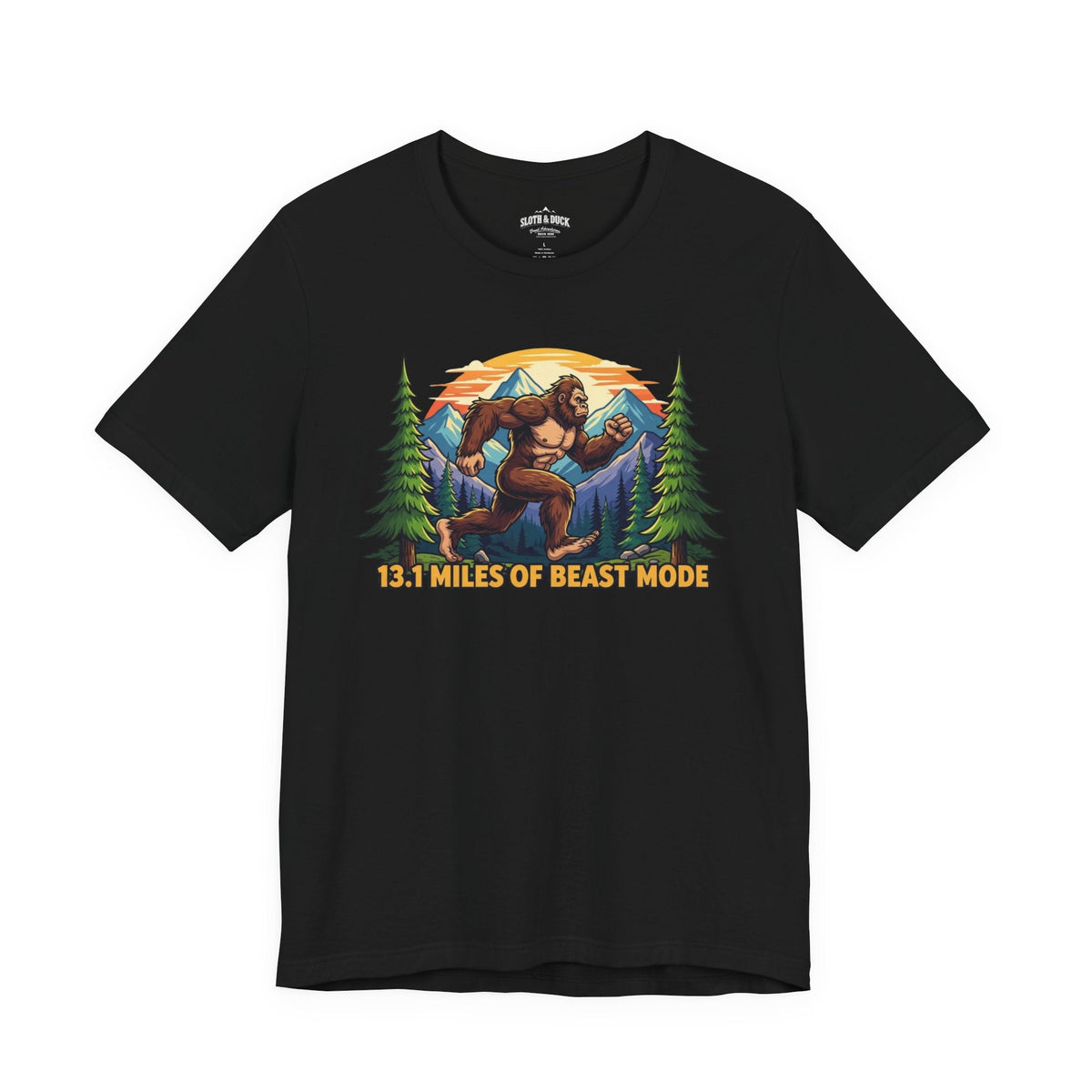 13.1 Miles of Beast Mode Running T-Shirt - Black - Sloth & Duck