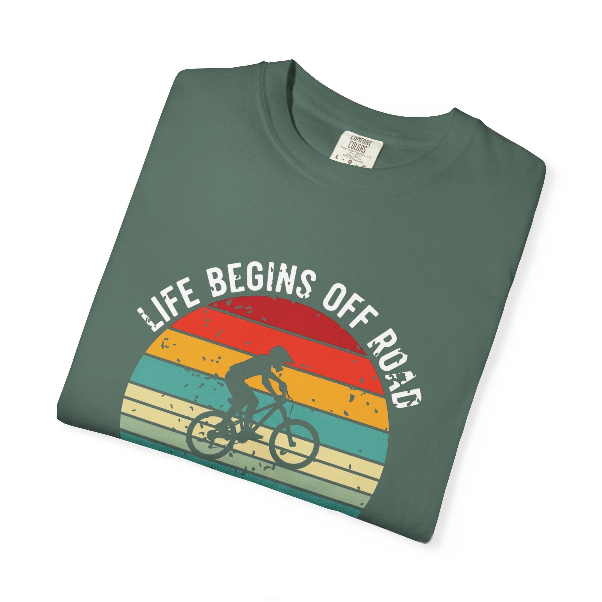 Mountain Biking T-Shirt — "Life Begins Off Road: No Traffic, Just Trails" Vintage Tee