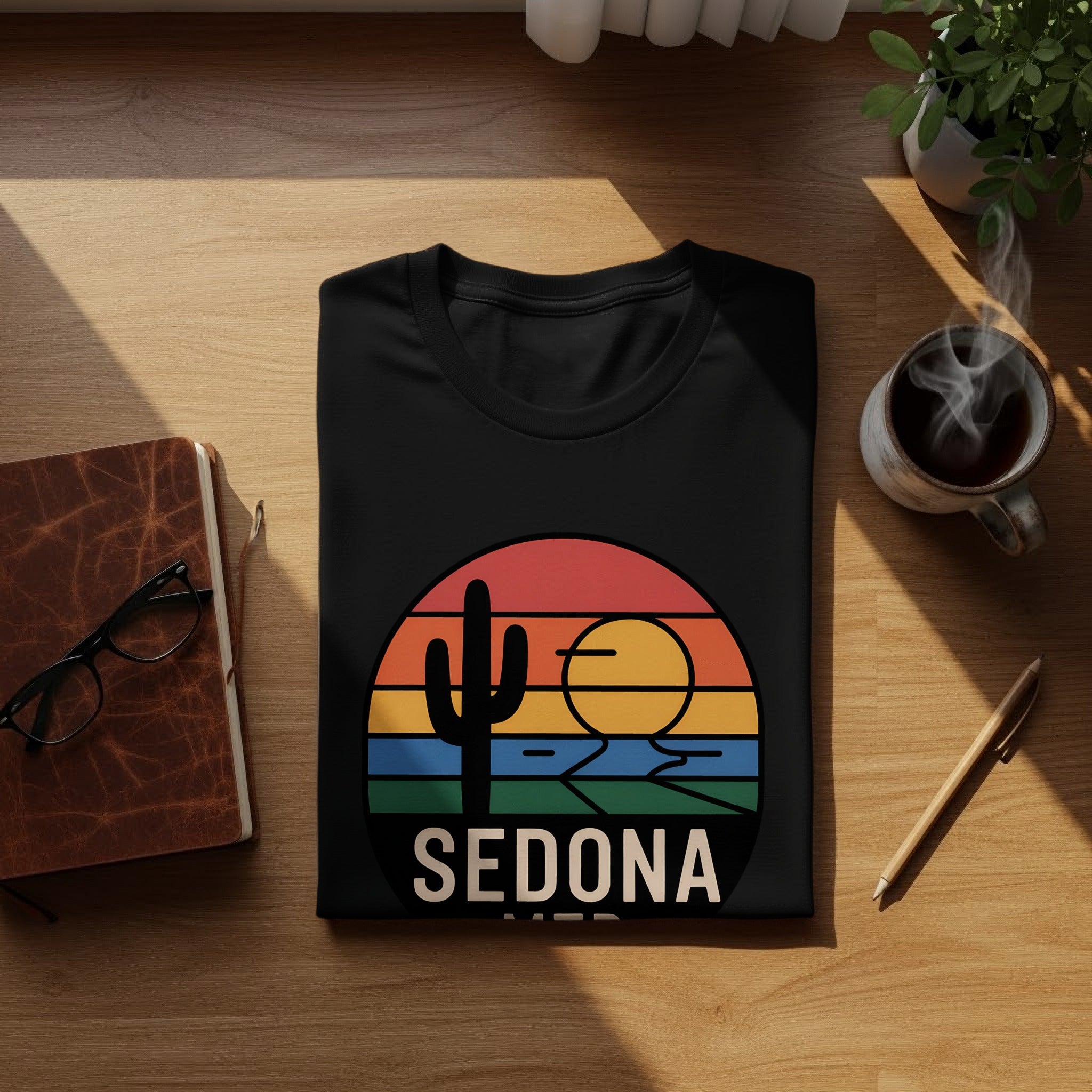 Sedona Arizona Rainbow Sunset Cactus Graphic Shirt