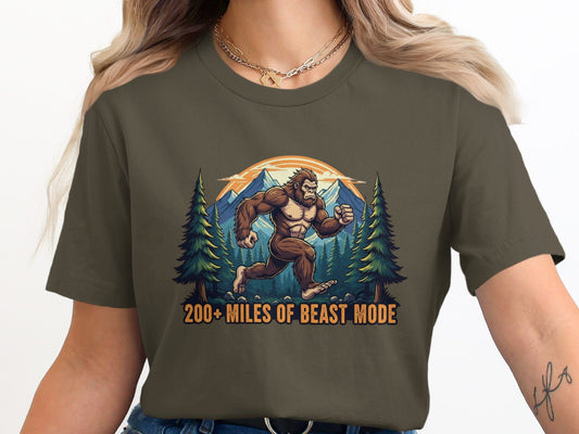 200 Plus Miles Of Beast Mode Running Sasquatch T-Shirt -XS - Sloth & Duck