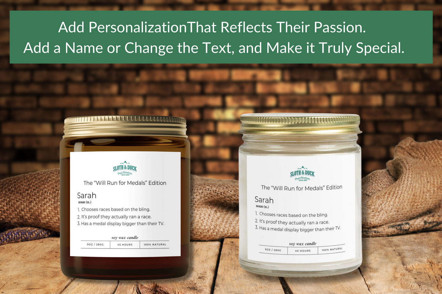 "Will Run for Medals Edition" Personalized Scented Candle