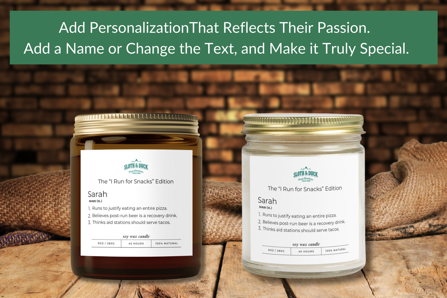 "The I Run For Snacks Edition" (4oz & 9oz) Personalized Scented Candle