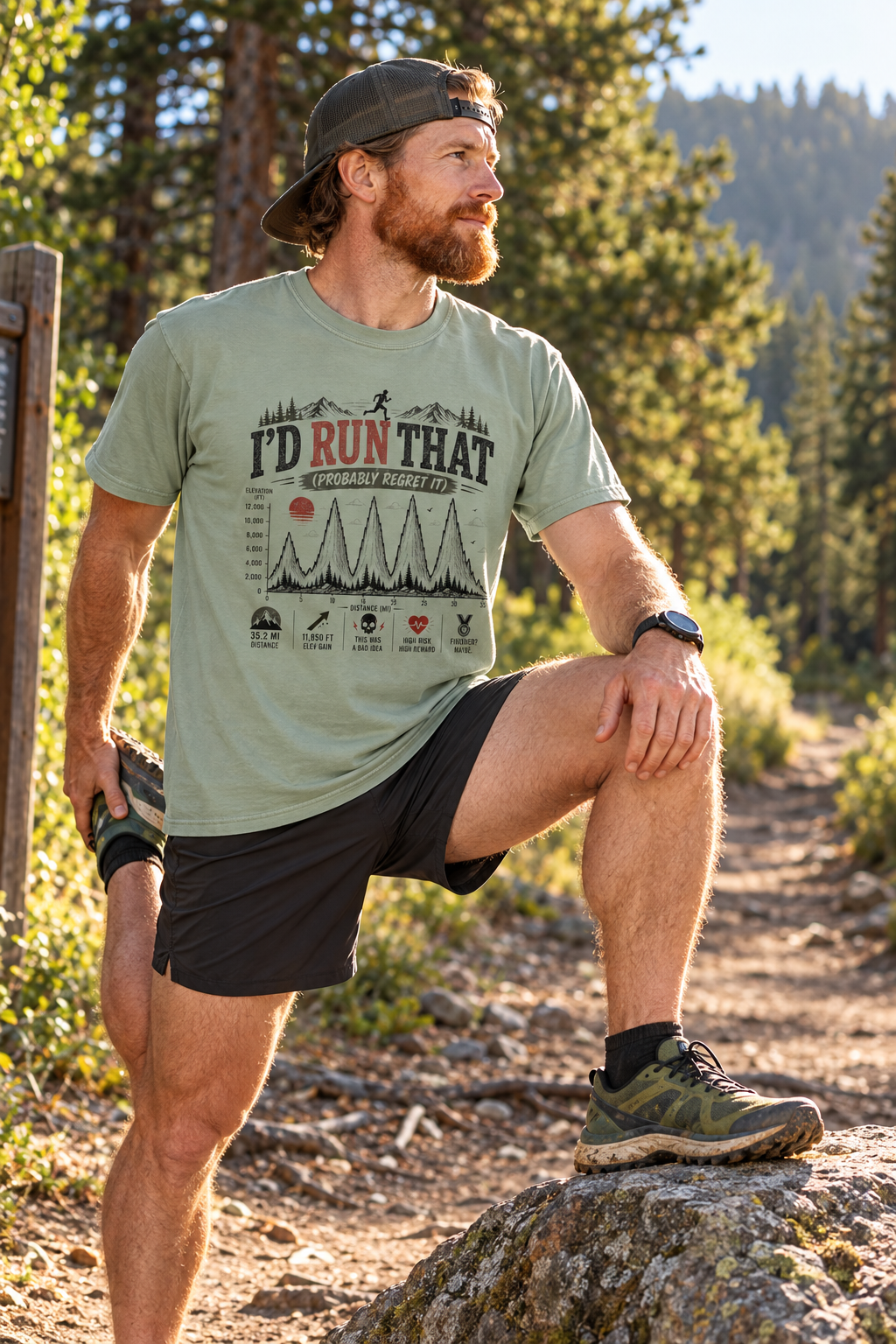 I'd Run That, Probably Regret It Funny Trail Running T-Shirt