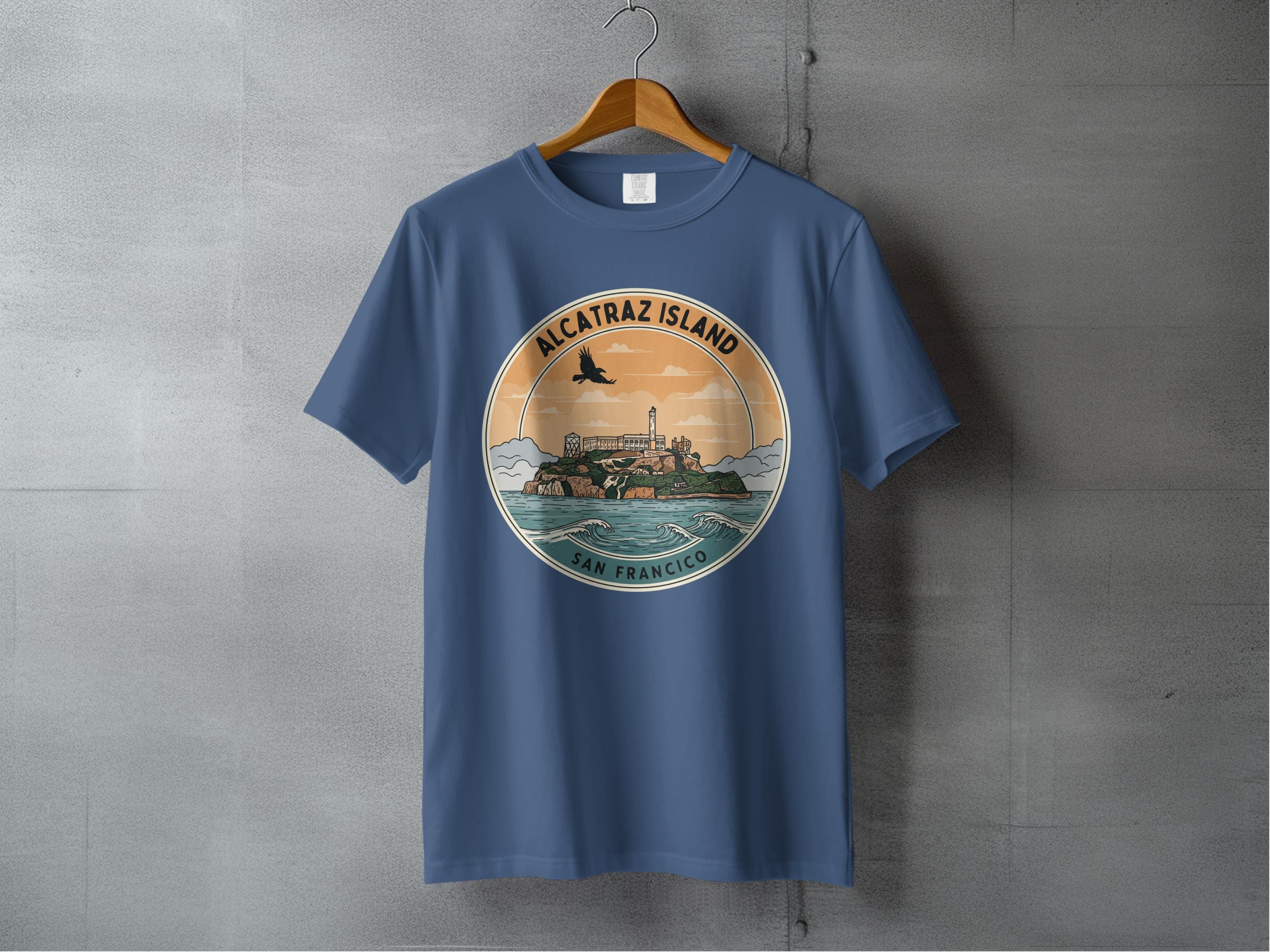 Alcatraz Island San Francisco Blue Graphic T-Shirt product
