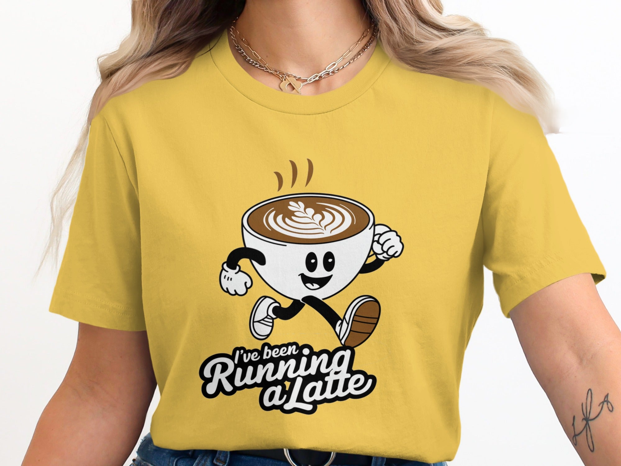Running a Latte Coffee Cup Graphic Tee Shirt product