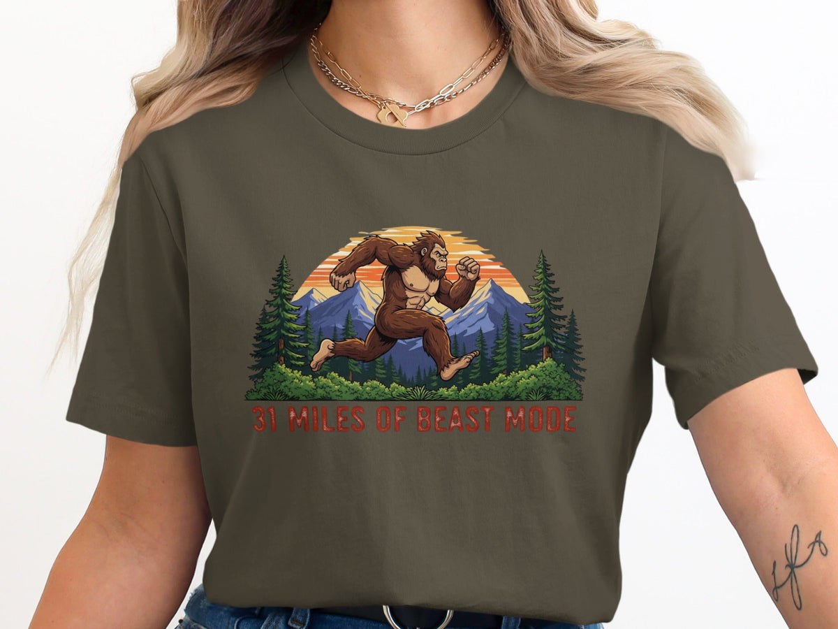 31 Miles of Beast Mode Bigfoot Running T-Shirt -XS - Sloth & Duck